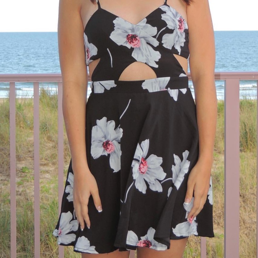 Floral dress with cutouts